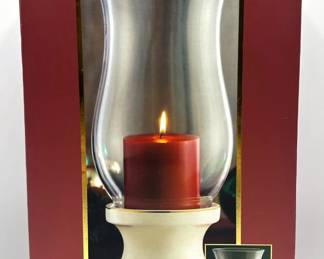 Lenox New In Box Holiday Hurricane With Pillar Candle Lot #: 114