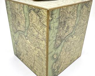 Marye-Kelley Tissue Box Cover With Brooklyn Map, Retails For $38 Lot #: 113