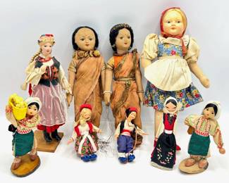9 Antique & Vintage International Dolls Lot #: 78