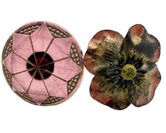 13 Antique & Vintage Hat Pins Including Art Deco Glass & Hand Painted Wood Lot #: 91