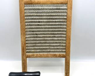 Vintage Dubl Handl Washboard & Small Iron On Trivet Stand Lot #: 56