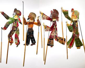 4 Vintage Chinese Marionette Shadow Puppets From Folk Carving Hanicrafts Lot #: 13