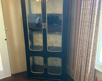 Beautiful solid wood with brass hardware china cabinet.