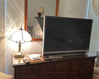 Dresser, Mirror, TV, Touch Lamp