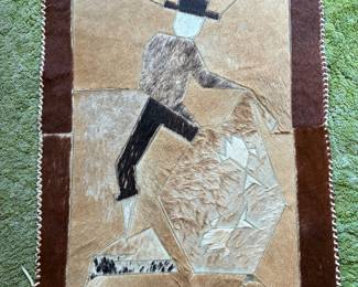 5 x 3’ hand, stitched leather fancy floor rug