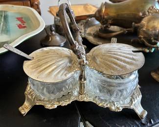 several in box cruet sets silverplate