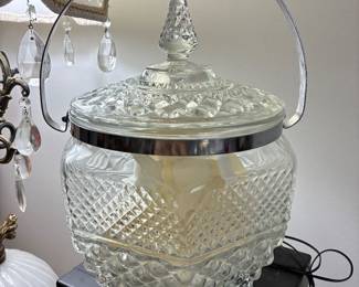 fabulous large pressed glass vintage cookie jar