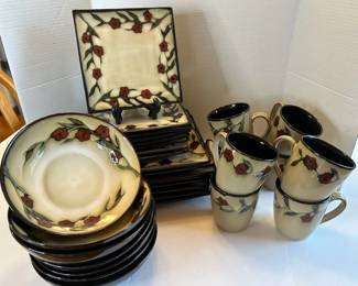 Mikasa Gourmet Basics Briar Rose Stoneware Set Of Eight Place Settings