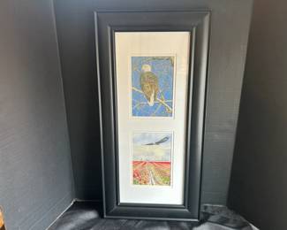 Daryl Deitz Framed Set Of Prints Bald Eagle And April In Skagit Valley
