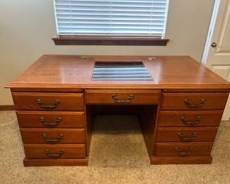 Office Desk With Built In Power Strip And Filing Cabinet