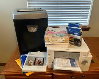 Fellowes Shredder And Brother Printer With Paper