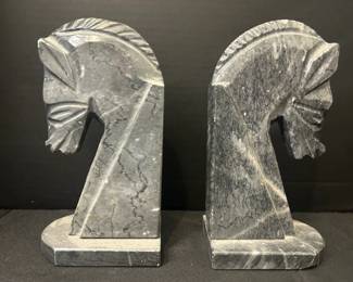 Chess Piece Marble Bookends From Mexico