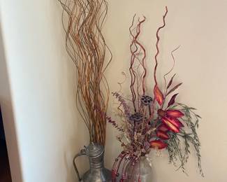 Turkish Style Pot With Faux Flower Accent And Artist Signed Vase