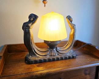 Art Deco Double Figure Lamp with Power