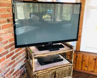 Samsung TV with Rattan Stand
