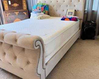 Queen Tufted Slaigh Bed /Tempur-Pedic Mattress separate 