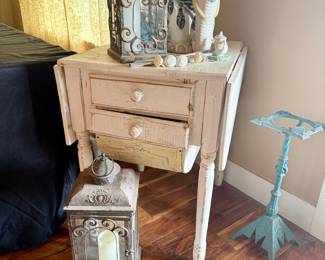 Small  Bin Table /drop leaves / metal & wood