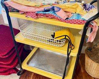 Retro Metal Kitchen Cart period + Vintage Aprons