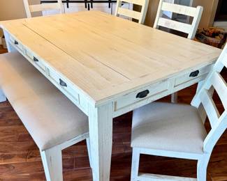 FARMHOUSE Table 4 Chairs & Bench