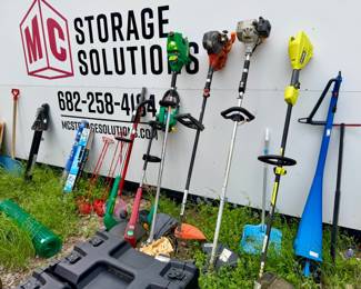 Lots of outdoor landscaping equipment, weed eaters, shovels, etc.  We have more in the back.