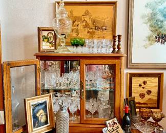 Vintage crystal stemware, vintage art.