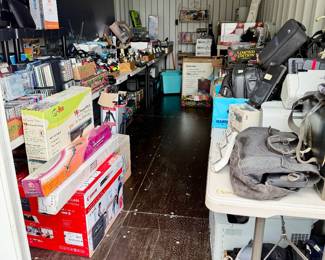 Office supply trailer with electronics, CDs/DVDs, printers, etc.