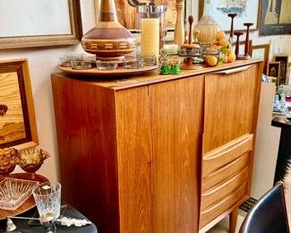 MCM Danish teak sideboard cabinet with pull-down door.