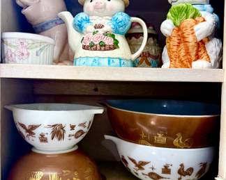 Early American Pyrex, and Cornflower Corning.