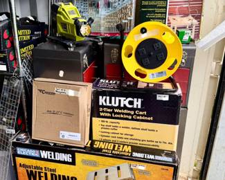 Welding Table, Clutch 2-Tier Welding Cart with Locking Cabinet