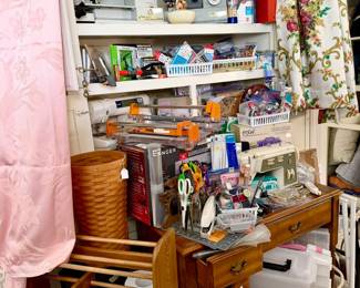 Crafting area with at least 4 sewing machines, notions, etc.