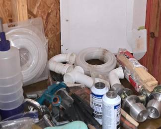 House Supplies - He was still working on interior of house so lots of supplies.