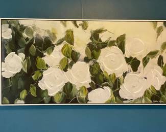 White and green wall art