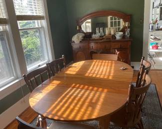 Ruggable area rug, dining table with removable leaves, sideboard