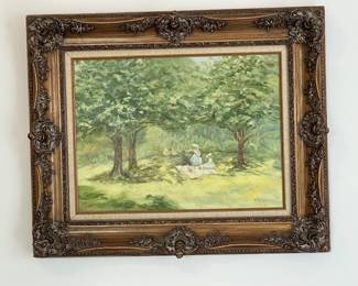 Oil painting and vintage gold frame