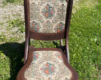 Antique, Embroidered, Folding Rocking Chair--Beauty!