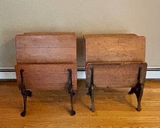 Pair of antique school desks. Sold separately.