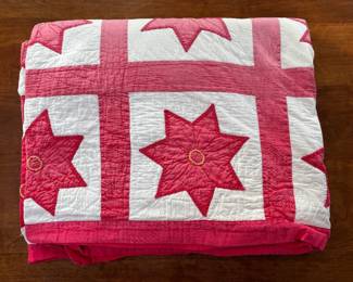 Quilt, red  vintage. Some fading.