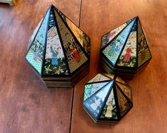 Set of 3 Kashmiri nesting octagons