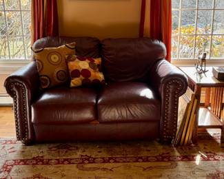 Love Seat, brown leather, matches Sofa. Each sold separately. 