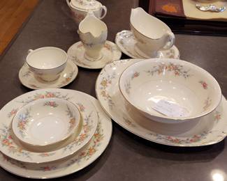 Eggshell Georgian Homer Laughling... 8 place settings w/extras. One cup AF