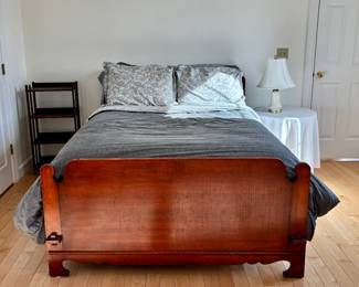 Maple bed, bookstand, lamp. 