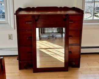 Old Maple chest, top surface wear. Mirror