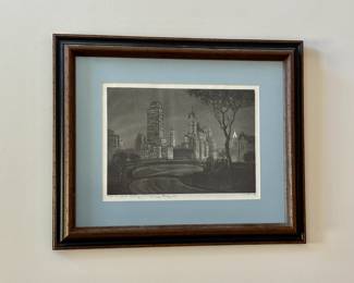 Vintage night skyline, signed  print