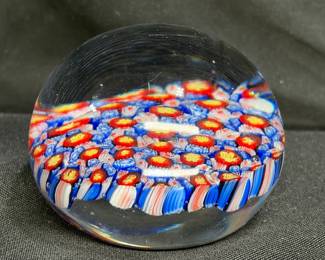 Tozai Millefiori Art Glass Paper Weight 3"