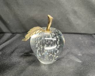 Control Bubble Art Glass Apple Paperweight