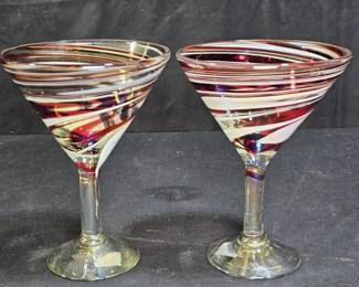2 Swirl Margarita Glasses
