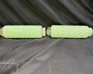  2 Light Green Floral Bow Design Glass Rolling pins