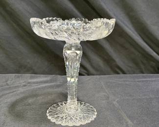 Vintage Lead Cut Crystal Pedestal Compote
