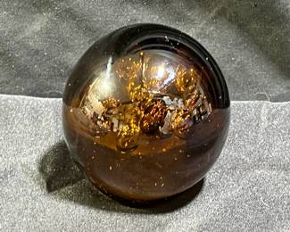Amber Murano Controlled Bubble Paperweight