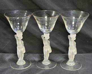  3 Bacchus by France Frosted Stem Coctail Glasses